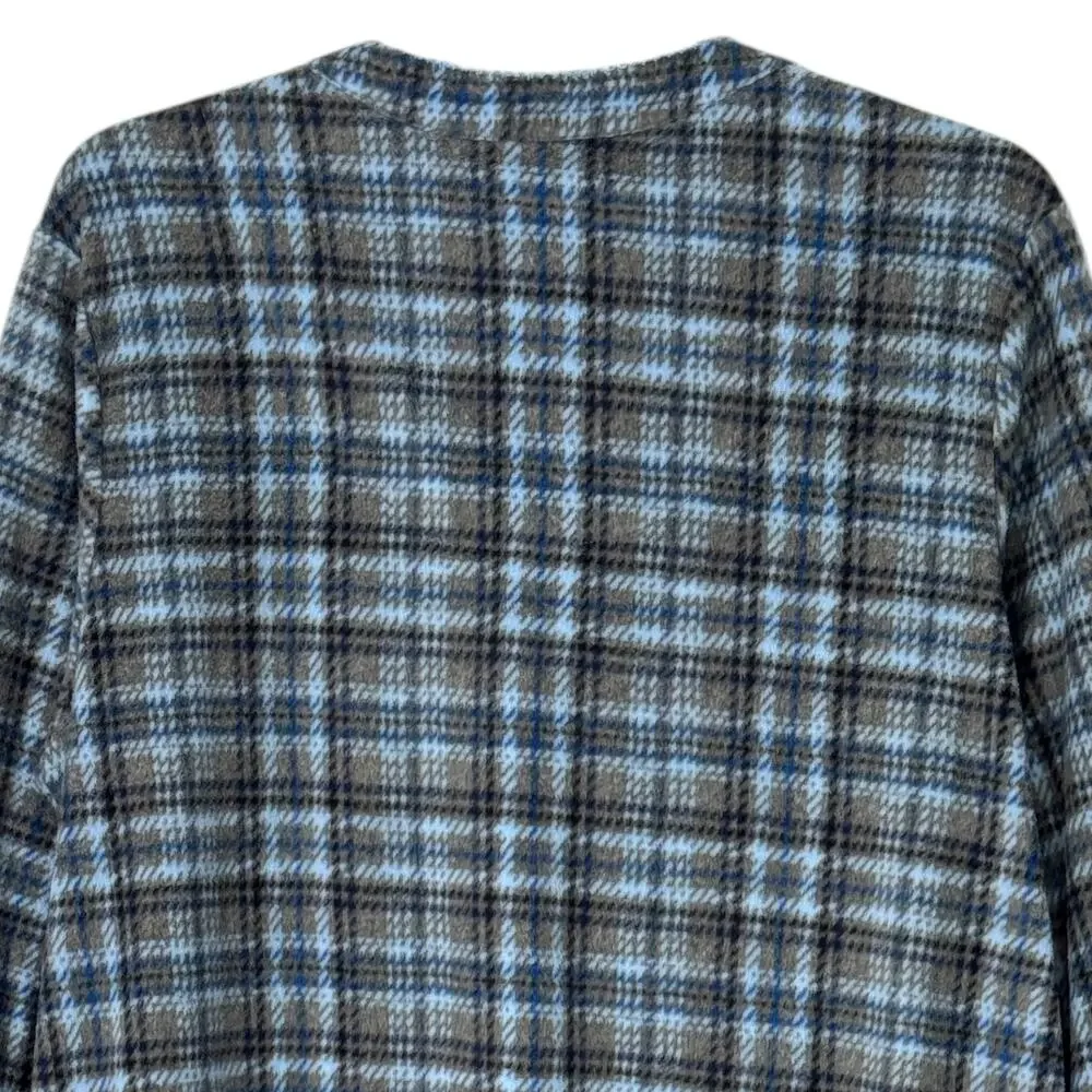 Vintage Fleece Nightgown Blue Plaid Plus Size 2X Grandmacore Cottagecore